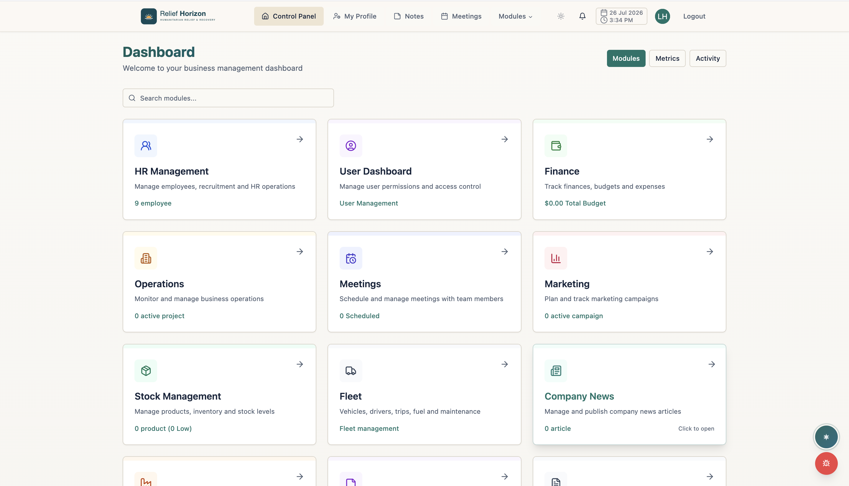 Everything in one control panel