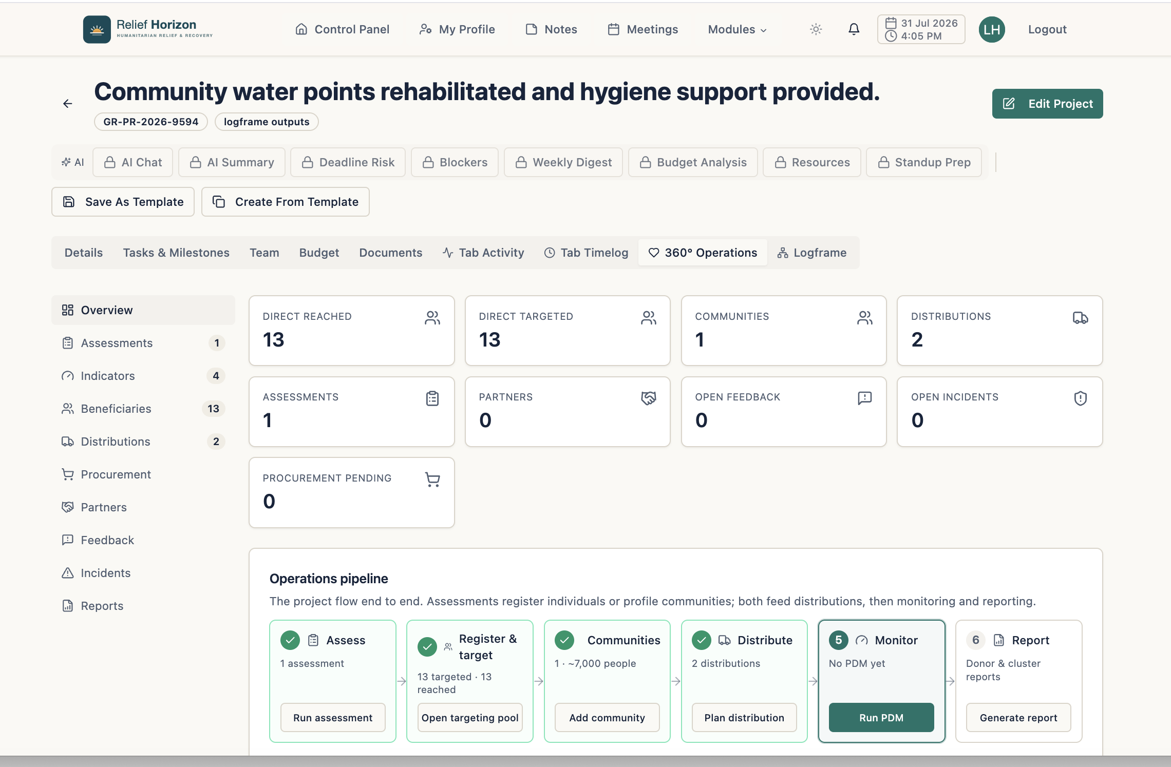 360° Operations — end-to-end pipeline